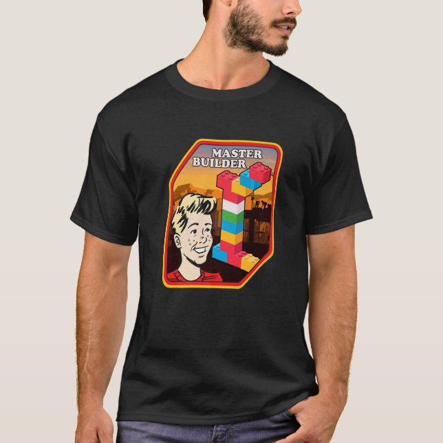 Master Builder Construction Building Blocks Bricks T-Shirt (Front)
