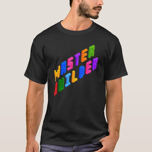 Master Builder  Cool Construction Block Building T-Shirt (Front)