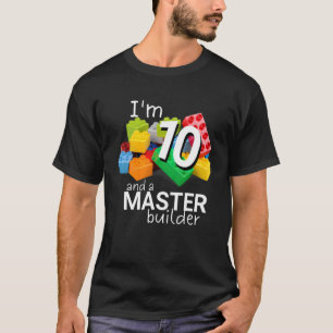 Master Builder Cute Block Building 10th Birthday B T-Shirt
