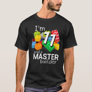 Master Builder Cute Block Building 11th Birthday B T-Shirt