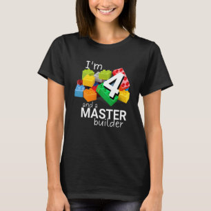 Master Builder Cute Block Building 4th Birthday Bo T-Shirt