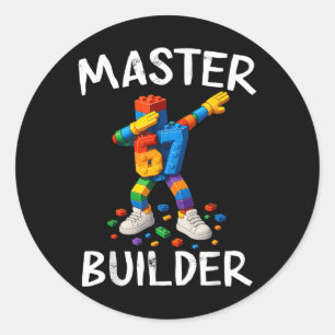 Master Builder Dabbing 67 Meme Building Blocks Bri Classic Round Sticker