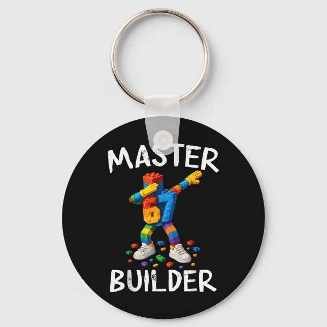 Master Builder Dabbing 67 Meme Building Blocks Bri Key Ring (Front)