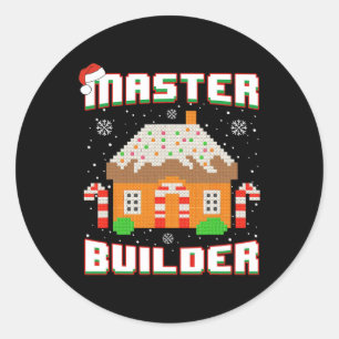 Master Builder Gingerbread House Christmas Block B Classic Round Sticker