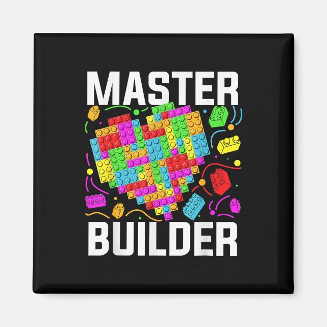 Master Builder Heart Block Brick Building Magnet (Front)