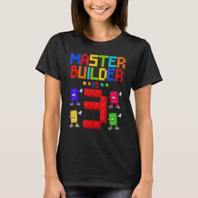 Master Builder is 3 Yrs Old Building 3rd Birthday  T-Shirt (Front)