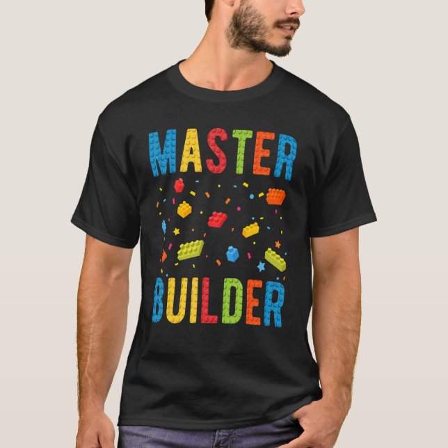 Master Builder Kids Building Blocks Brick Builder T-Shirt (Front)