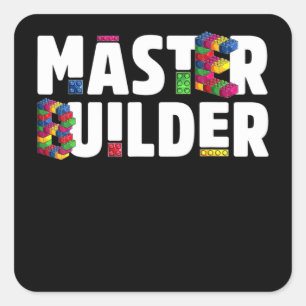 Master Builder Kids Building Blocks Bricks Toys Square Sticker