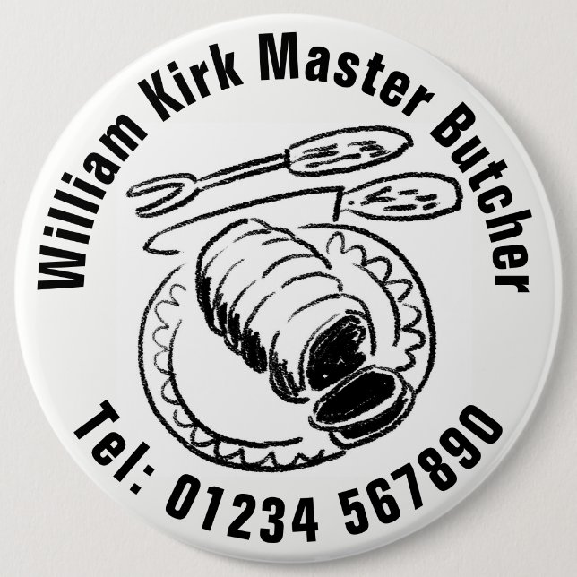 Master Butcher 6 Cm Round Badge (Front)