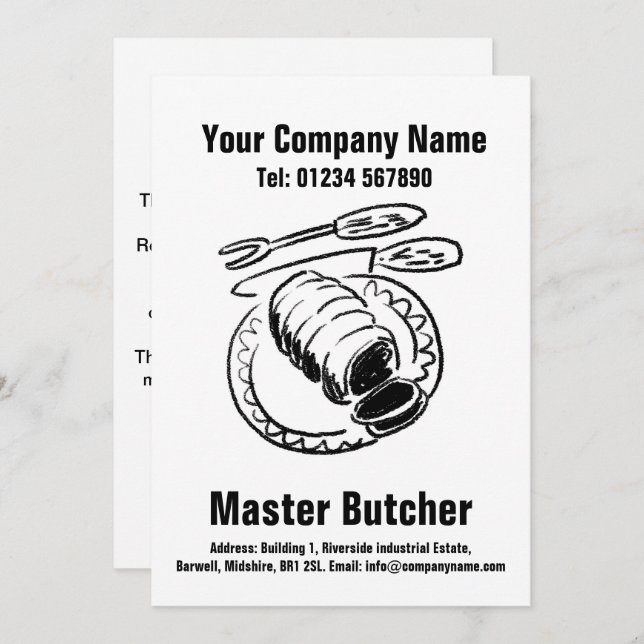 Master Butcher Cartoon Design Card (Front/Back)