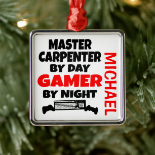 Master Carpenter Loves Playing Video Games Metal Ornament