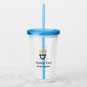 Master chef add name black pan yellow fire fume co acrylic tumbler