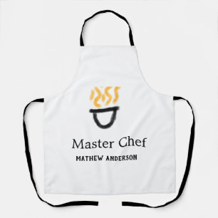 Master chef add name black pan yellow fire fume co apron