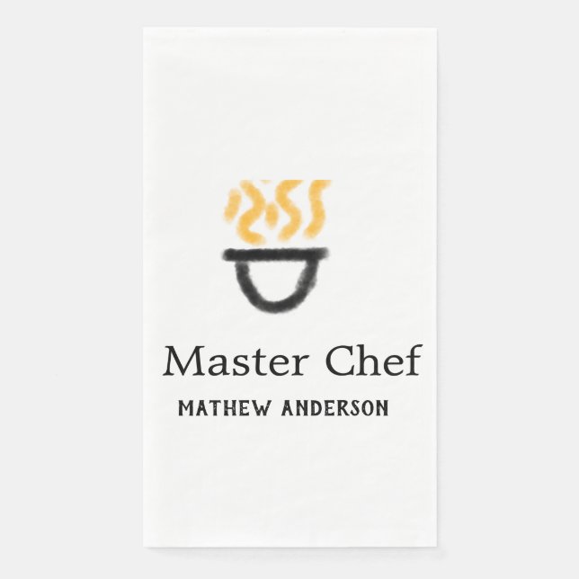 Master chef add name black pan yellow fire fume co napkin (Front)