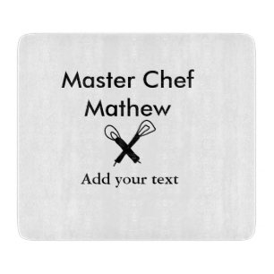 Master chef kitchen bakery cook add text name cutl cutting board