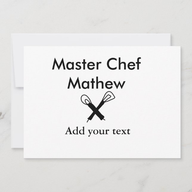Master chef kitchen bakery cook add text name cutl invitation (Front)