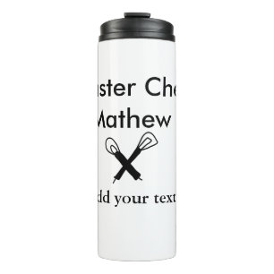 Master chef kitchen bakery cook add text name cutl thermal tumbler