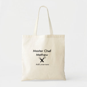 Master chef kitchen bakery cook add text name cutl tote bag