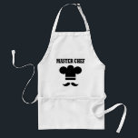 Master Chef Standard Apron<br><div class="desc">Master chef design with a silhouette chef hat and moustache. Great culinary gifts for your favourite chef or cook who is into gourmet cooking.</div>