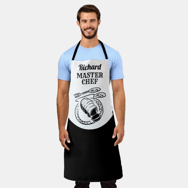 Master Chef, with Name - Gift Apron (Worn)