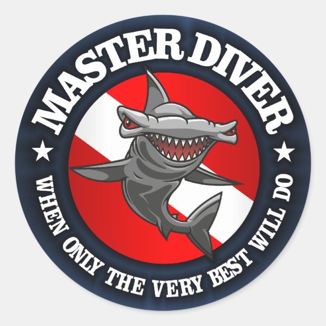 Master Diver (Hammerhead) Classic Round Sticker (Front)
