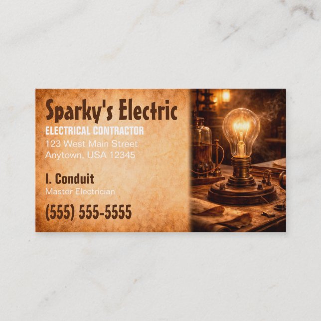 Master Electrician | Electrical Contractor Business Card (Front)