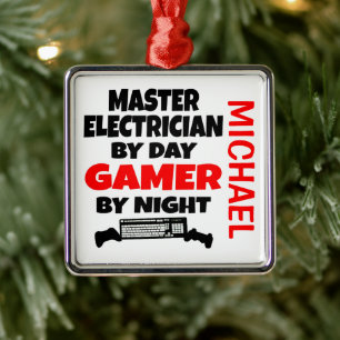 Master Electrician Loves Playing Video Games Metal Ornament