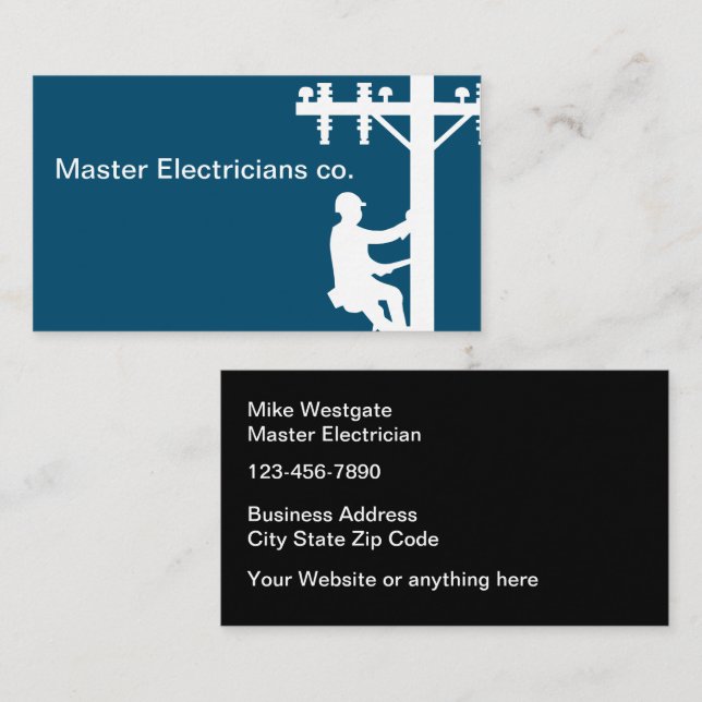 Master Electrician Service Double Side Business Card (Front/Back)