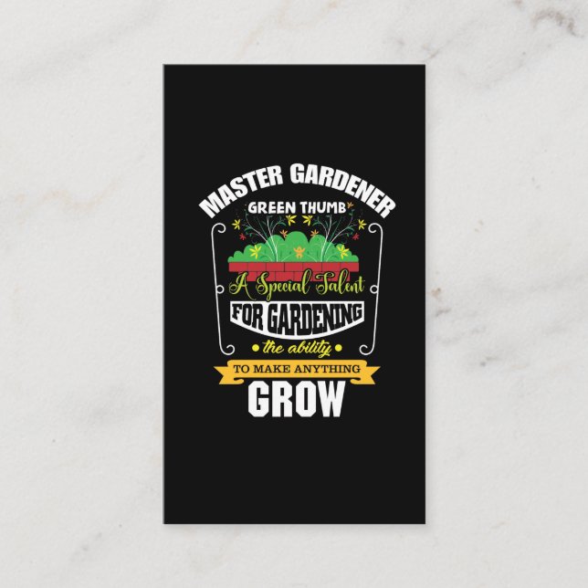 Master Gardener Green Thumb Plant Flower Business Card (Front)