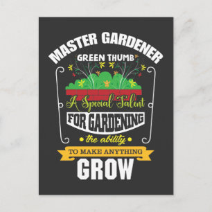Master Gardener Green Thumb Plant Flower Postcard