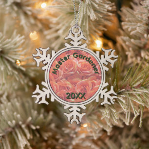 Master Gardener Outdoor Flower Garden Holiday Snowflake Pewter Christmas Ornament