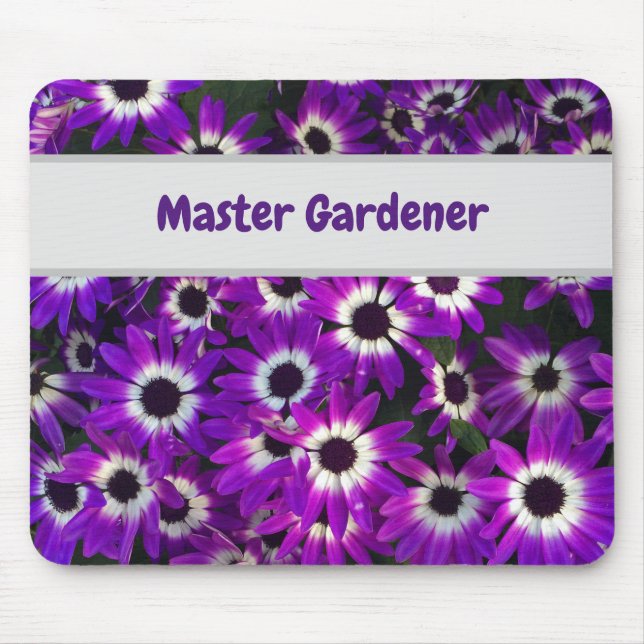 Master Gardener Purple Floral Photo Flowers Mouse Pad (Front)