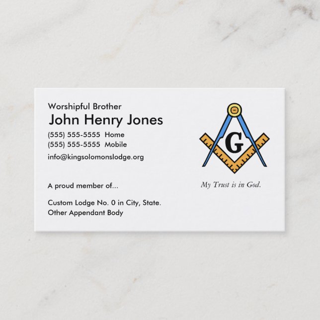 Master Mason Business Card (Front)