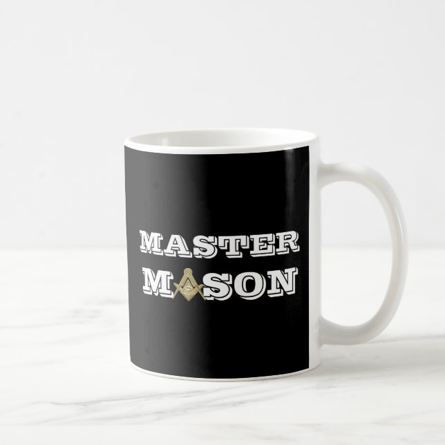 Master Mason Masonic Freemason Compass Black Coffee Mug (Right)