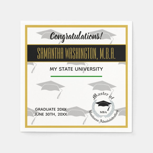 Master of Business Administration Graduation Party Napkin (Front)