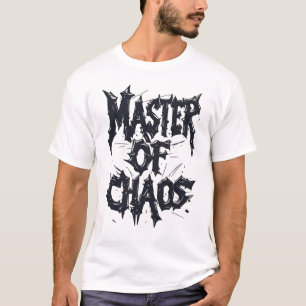 Master Of Chaos Distorted Metal Spiky Gothic Typog T-Shirt