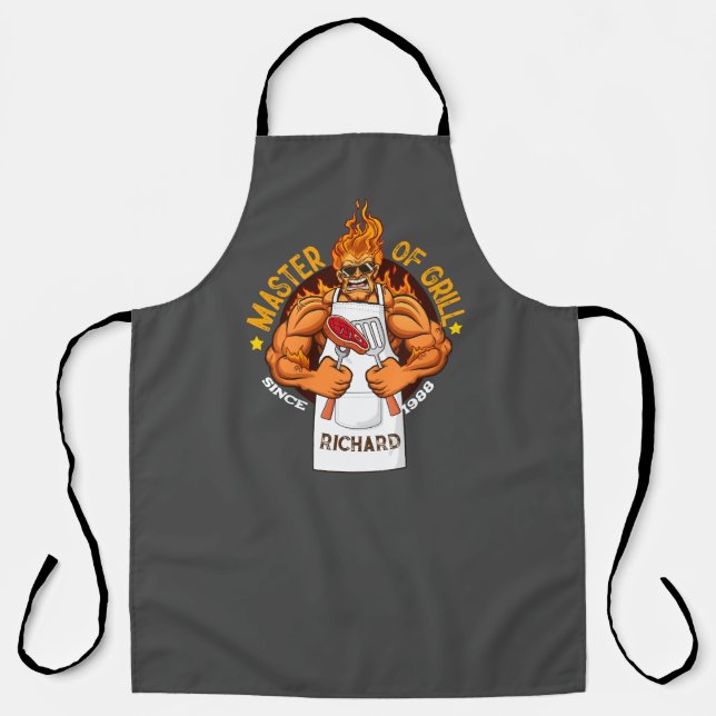 Master of Grill Fathers Day Gift BBQ Chef Dad Apron (Front)