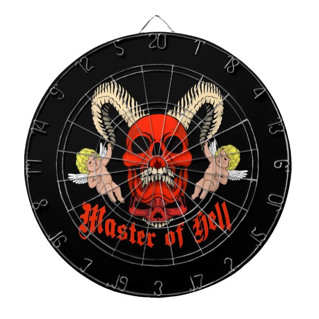 Master of Hell Gothic Skull and Cherubs Design Dartboard (Front)