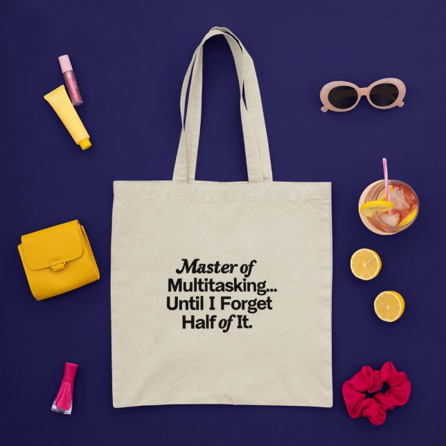 Master of Multitasking Funny Plain Typography Tote Bag (Creator Uploaded)