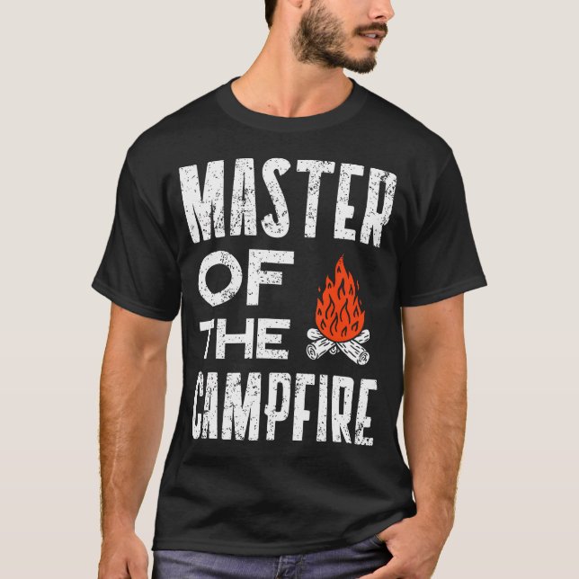 Master Of The Campfire Camper Dad Camping Tee Camp (Front)