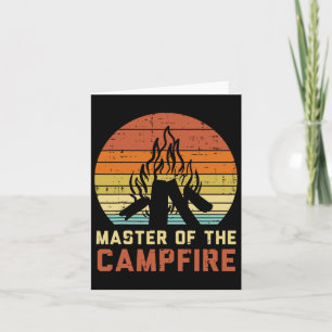Master Of The Campfire Sunset Retro Bonfire Campin Card