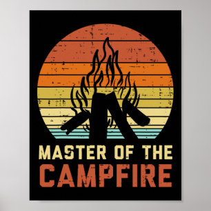 Master Of The Campfire Sunset Retro Bonfire Campin Poster