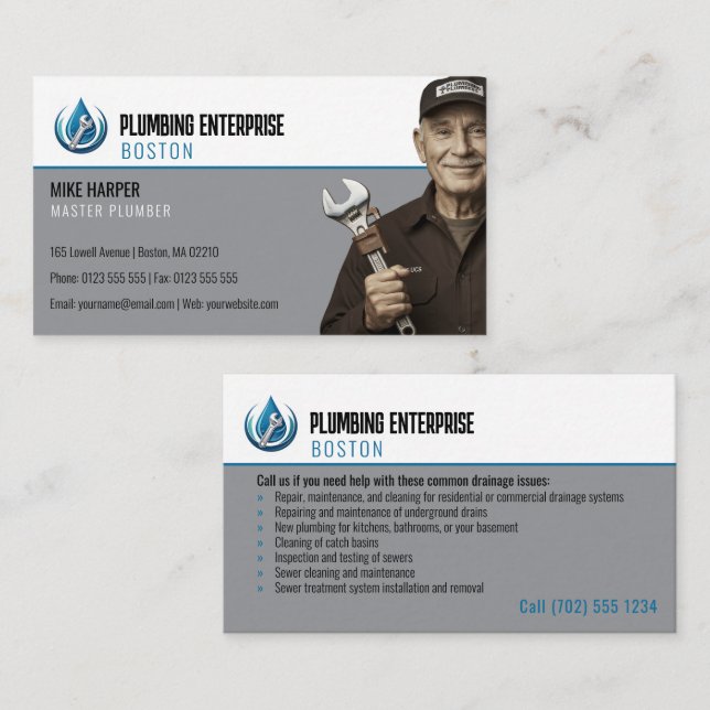 Master plumber | Handy Man Business Card (Front/Back)