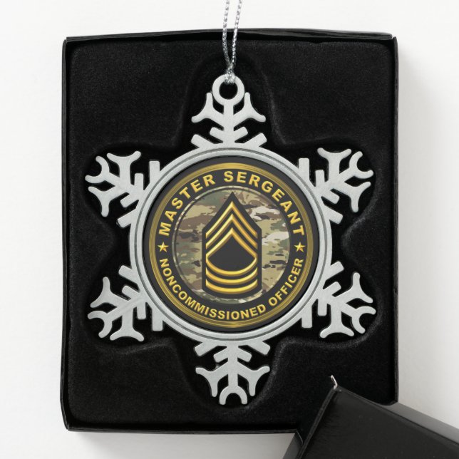 Master Sergeant Christmas  Snowflake Pewter Christmas Ornament (Box)
