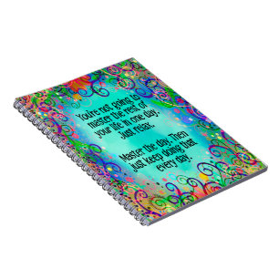 Master the Day Encouragement Floral Blue Notebook