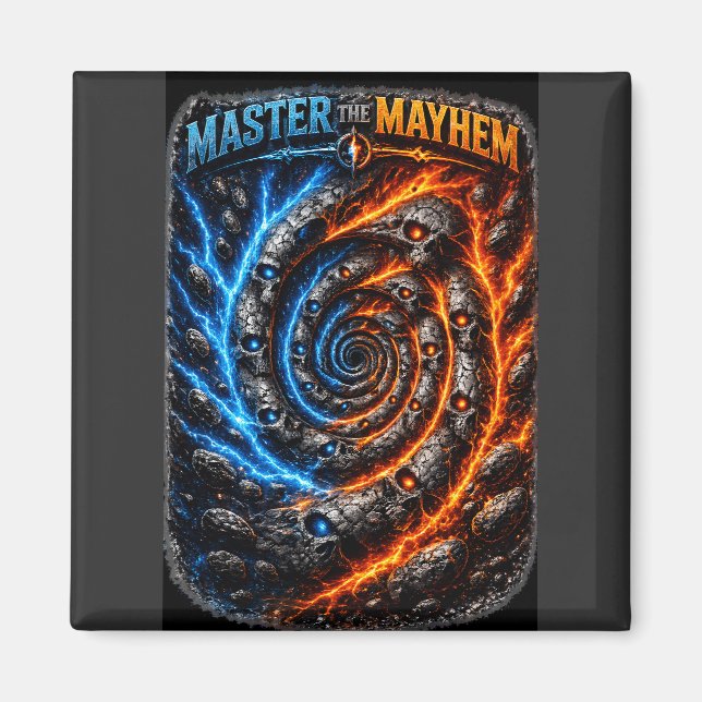 Master the Mayhem Skull – Fire vs Ice Electric Spl Magnet (Front)