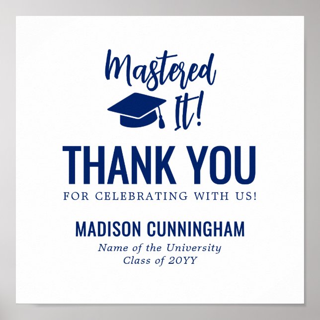 Mastered It Graduation Thank You Sticker Template Poster (Front)