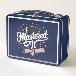 Mastered It Masters Degree Graduate MBA Graduation Metal Lunch Box