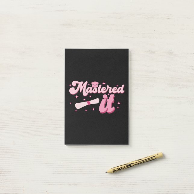 Mastered It Masters Degree Graduate MBA Graduation Post-it Notes (On Desk)