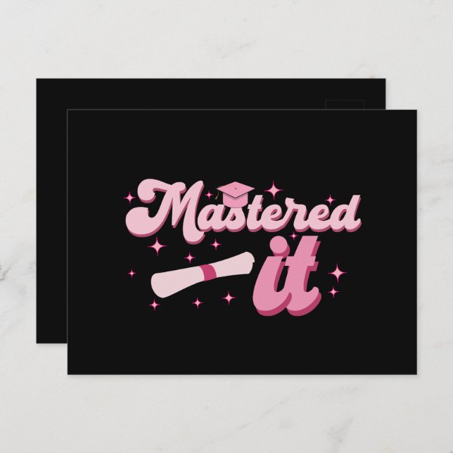 Mastered It Masters Degree Graduate MBA Graduation Postcard (Front/Back)